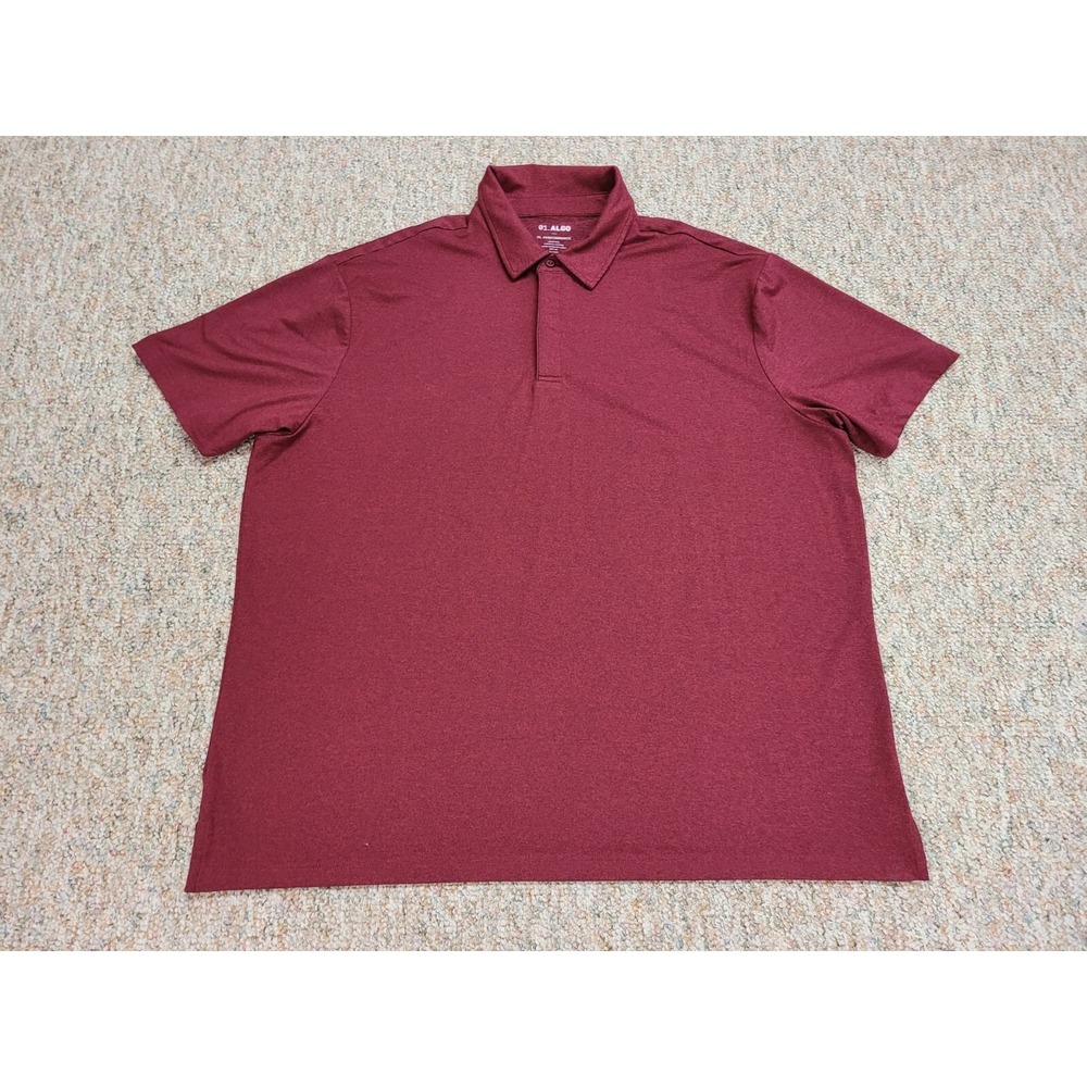 01.ALGO Performance Polo Mens 2XL Maroon Heathered Short Sleeve Golf Shirt